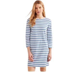 Boden Blue And White Striped Long Sleeve Shift Dress